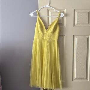BCBG Max Azria pleated yellow dress in size 0
